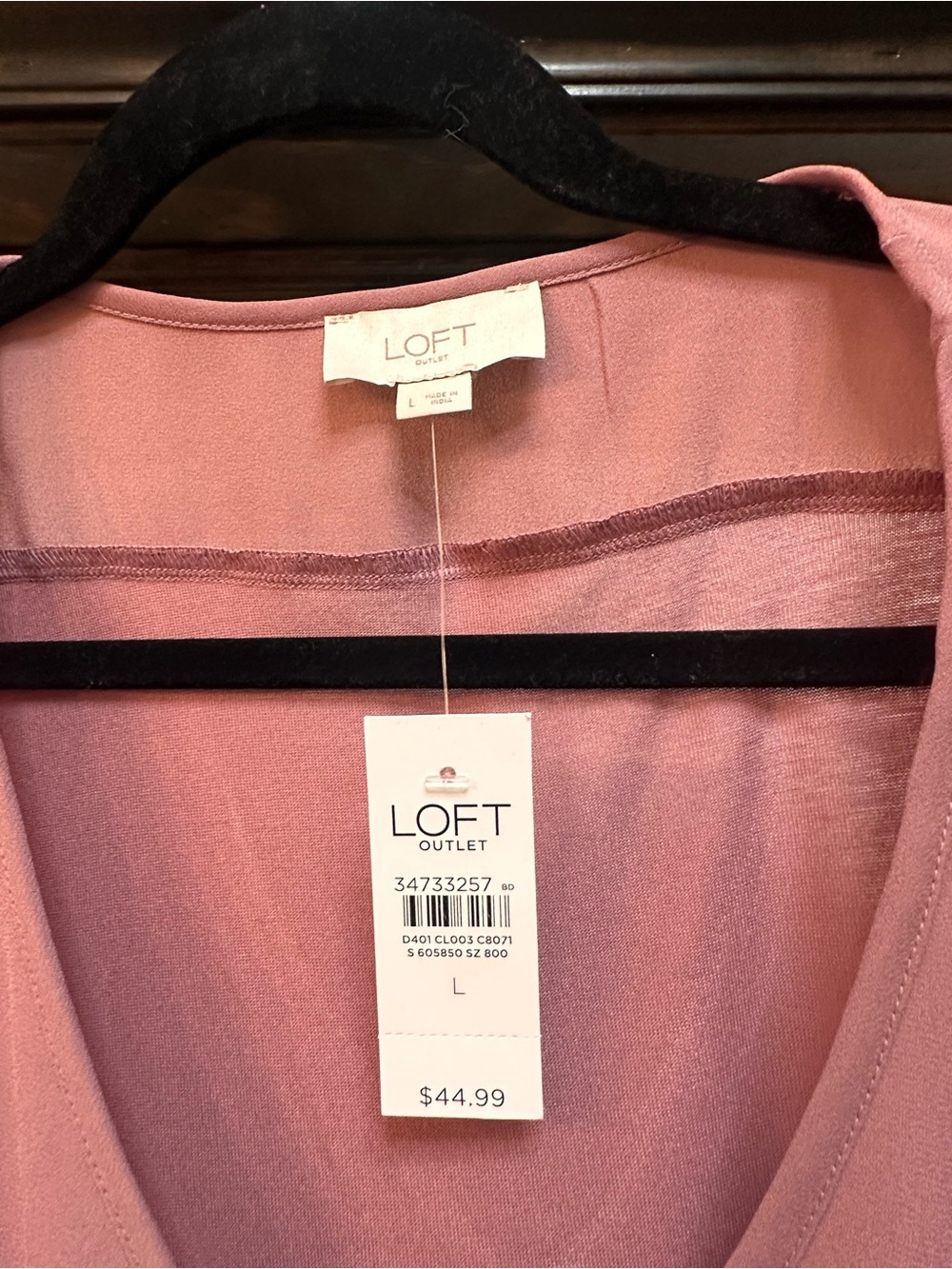 LOFT Dusty Rose V-Neck Cap Sleeve Blouse - Picture 2 of 3